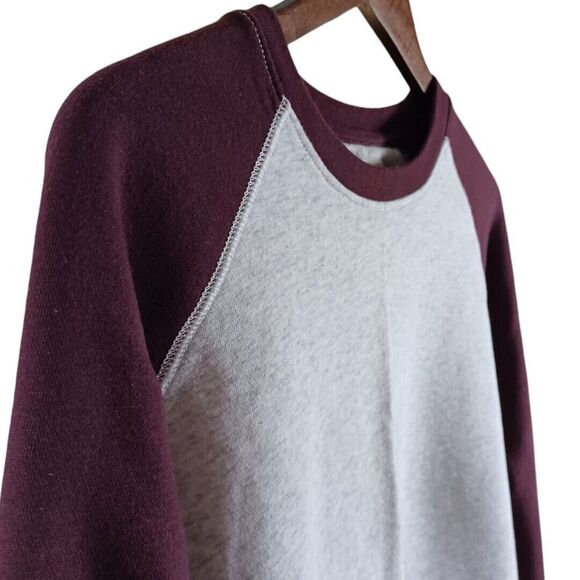 Old Navy Sweatshirt Grey Purple Women’s Sz Large Long Sleeve Striped Cuff & Hem - Picture 5 of 9